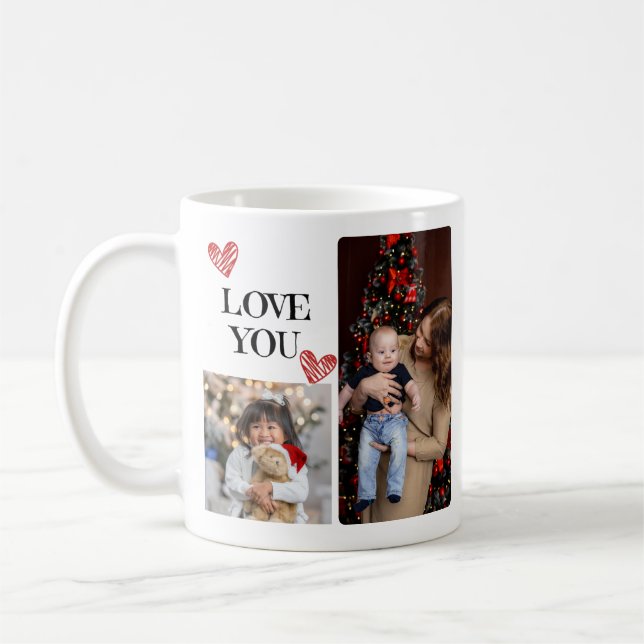 FotoCollage der Familie - 4 Fotos und benutzerdefi Kaffeetasse (Links)