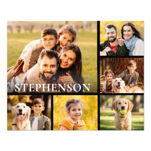 FotoCollage der Familie 6 Bilder Name Schwarz Fotodruck