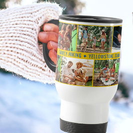 FotoCollage der Familie mit 9 Fotos und benutzerde Reisebecher