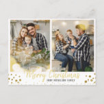 FotoCollage der Familie Weihnachten Gold<br><div class="desc">Erleben Sie das Wesen der Familie und den Urlaubssgeist mit unserer Family Foto Collage Weihnachts Gold Holiday Postcard. Mit dieser atemberaubenden Postkarte können Sie Ihre beliebtesten Erinnerungen mit einer Touch Eleganz präsentieren. Mit einem wunderschönen Golddesign und einem Raum für mehrere Fotos der Familie ist es der perfekte Weg, Ihren Lieben...</div>