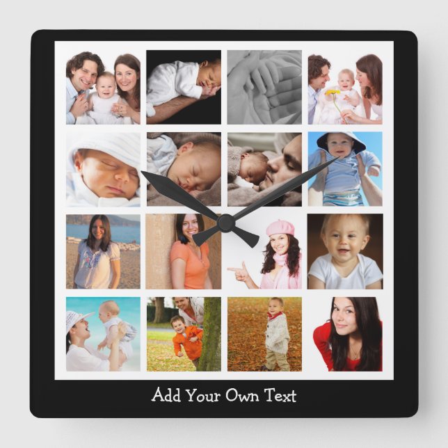 FotoCollage eine Art Personalisiert Quadratische Wanduhr (Vorderseite)