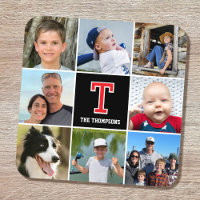 Fotocollage-Familie Mit Monogramm Red Black
