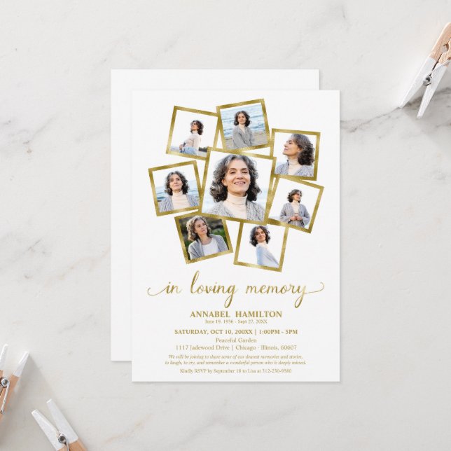 Fotocollage Feier der Lebensbeerdigung Einladung (Vorderseite/Rückseite Beispiel)