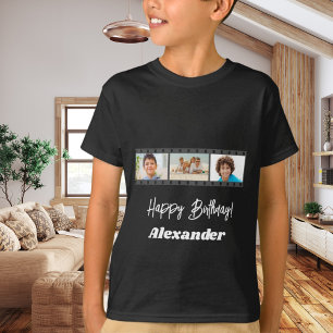 Fotocollage Film Name Geburtstagsjunge schwarz T-Shirt