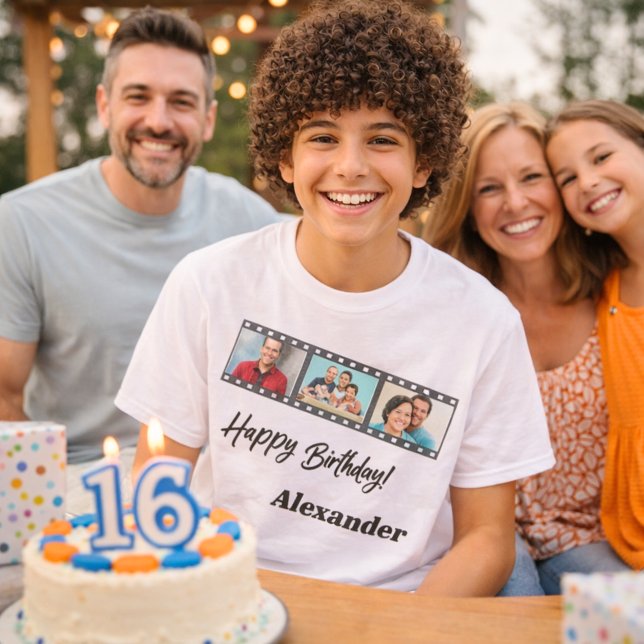 Fotocollage Film Name Geburtstagsmann T-Shirt (Von Creator hochgeladen)