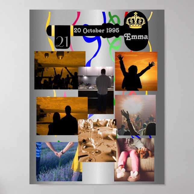 FotoCollage für das 21. Geburtstag Party Poster (Vorne)