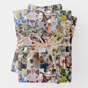 Fotocollage für die ganze Familie, 24-polige Puzzl Geschenkpapier Set