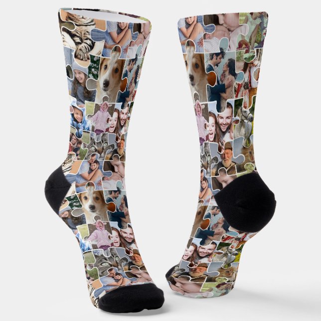 Fotocollage für die ganze Familie, 24-polige Puzzl Socken (Gewinkelt)