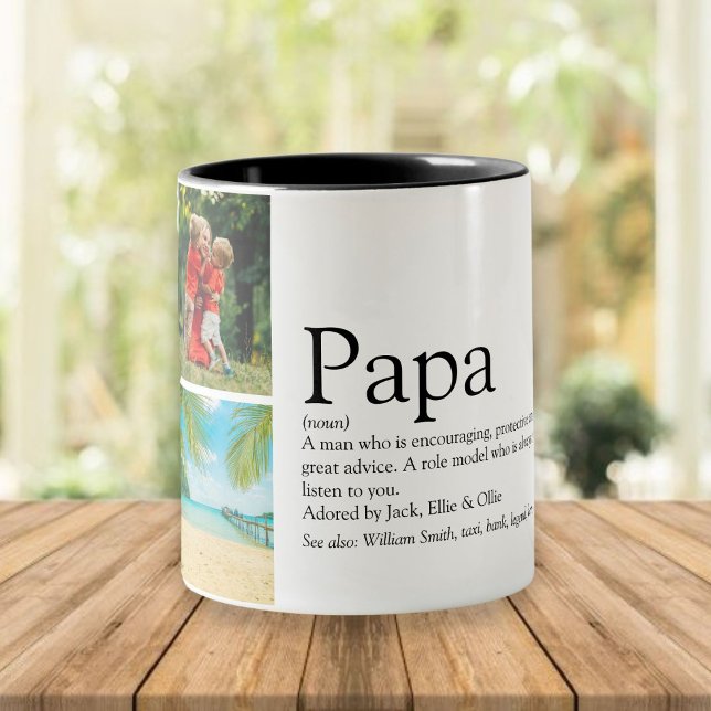 FotoCollage für die Papa Definition Zweifarbige Tasse (Von Creator hochgeladen)