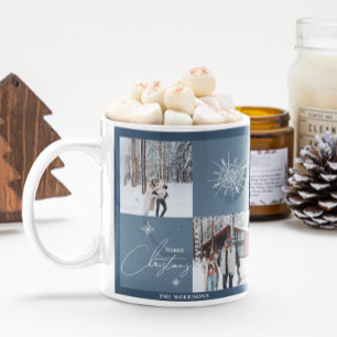 FotoCollage Geometrische Schneeflocken   Weihnacht Kaffeetasse