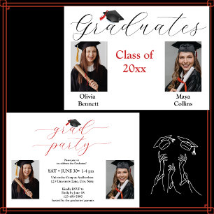 Fotocollage Graduation Party für 2 Absolventen Einladung