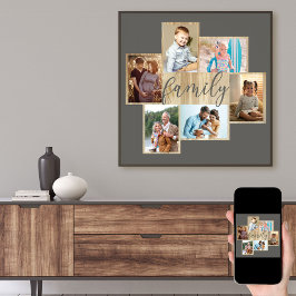 Fotocollage Holz-Rahmen warm grau Poster