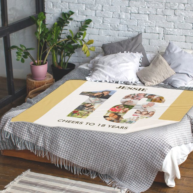 FotoCollage in Nummer 18 Neutral 18. Geburtstag Sherpadecke (Von Creator hochgeladen)