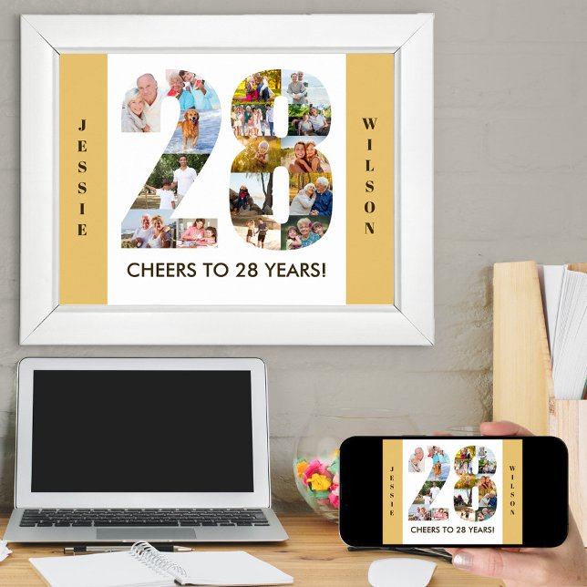 FotoCollage in Nummer 28 Neutral 28. Geburtstag Poster (Von Creator hochgeladen)