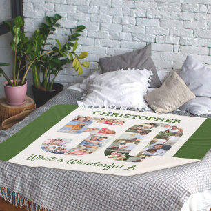 FotoCollage in Zahl 50 Form für 50. Geburtstag Sherpadecke