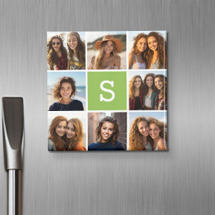 Fotocollage Individuelles Monogramm - Limettengrün Magnet