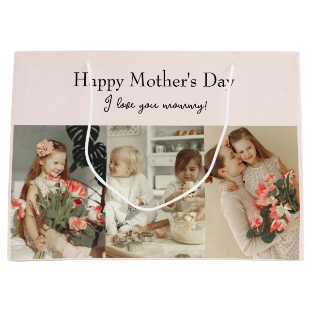 FotoCollage & Message - Personalisiertes Geschenk  Große Geschenktüte (Vorderseite)