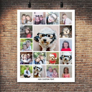 FotoCollage mit 17 Fotos - kann Farbe bearbeiten Poster