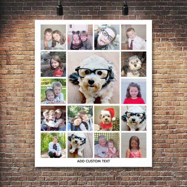 FotoCollage mit 17 Fotos - kann Farbe bearbeiten Poster (Personalized Poster - Add your photos and text)