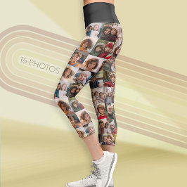 FotoCollage mit bis zu 16 Fotos - schwarz Capri Leggings