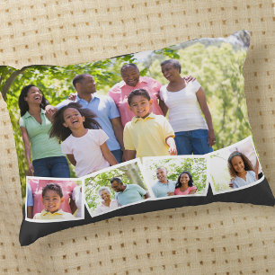 Fotocollage mit individuellem Familiennamen Jahr u Dekokissen