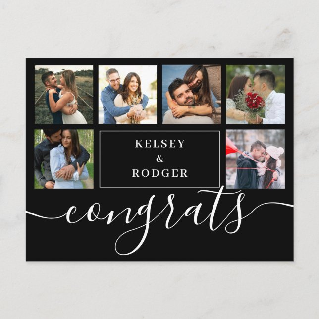 Fotocollage Moderne Glückwünsche Schwarz-Weiß-Post Postkarte (Vorderseite)