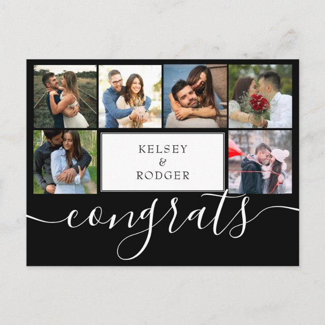 FotoCollage Moderne Glückwünsche Schwarzweiß Postkarte (Vorderseite)