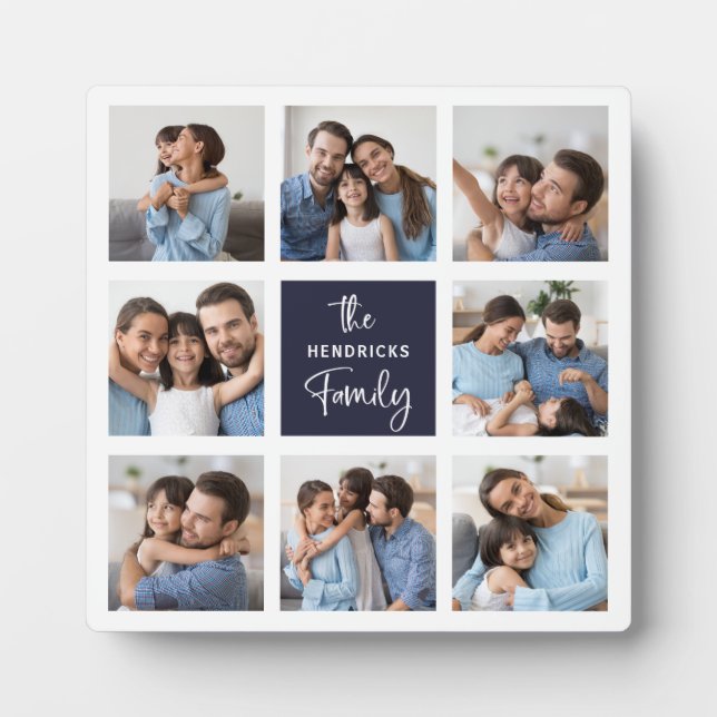 FotoCollage | Moderne Schrift Chic Fotoplatte (Vorderseite)