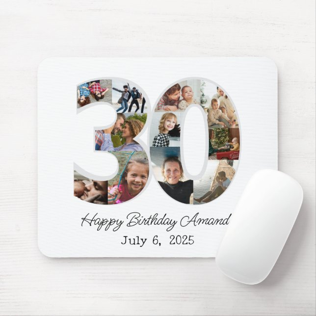 Fotocollage Nummer 30 - 30. Geburtstag Mousepad (Mit Mouse)