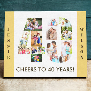 Fotocollage Nummer 40 Neutral 40. Geburtstag Leinwanddruck