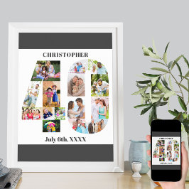 Fotocollage Nummer 40 Personalisiert 40. Geburtsta Poster