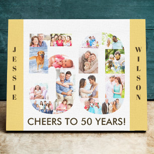Fotocollage Nummer 50 Neutral 50. Geburtstag Leinwanddruck