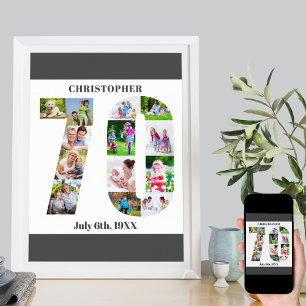 Fotocollage Nummer 70 Personalisierter 70. Geburts Poster