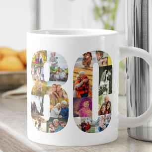 Fotocollage Nummer 80 - 80. Geburtstag Jumbo-Tasse