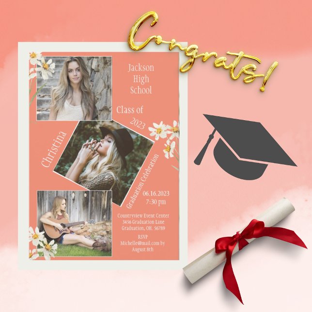 FotoCollage Personalisiert 4 Bilder Orange Ankündigung (Von Creator hochgeladen)