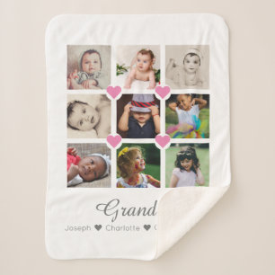 FotoCollage Personalisiert 9 Fotos mit Herz Sherpadecke