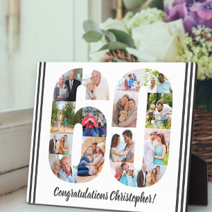 Fotocollage Personalisiert Zahl 60 Geburtstag Fotoplatte