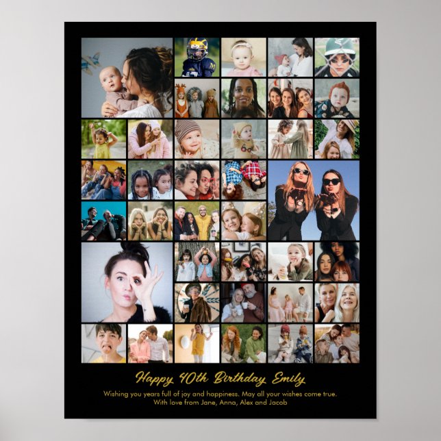 Fotocollage Personalisiertes Bildermosaik Geschenk Poster (Vorne)