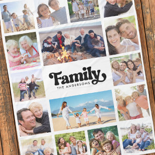 Fotocollage Retro Familie 16 Bilder Fleecedecke