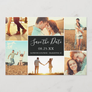 FotoCollage Save the Date flache Karte Ebony