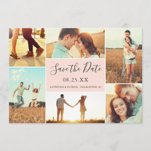 FotoCollage Save the Date flache Karte   Pfirsich
