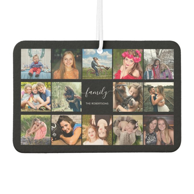 FotoCollage Schwarz Custom Autolufterfrischer (Vorderseite)