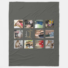 Fotocollage Silver Grau mit Text Fleecedecke