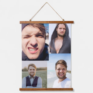 FotoCollage - Stellen Sie Ihr Gesicht auf Wandteppich Mit Holzrahmen