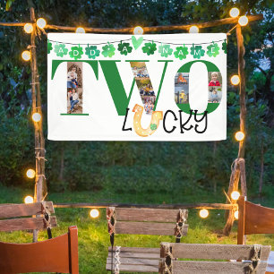 Fotocollage Two Lucky Custom 2. Geburtstag Party Banner
