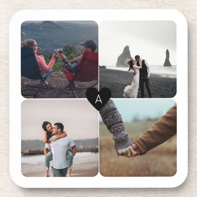 FotoCollage und Monogramm Getränkeuntersetzer (Vorderseite)