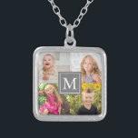 FotoCollage Versilberte Kette<br><div class="desc">Familiengeschenke Foto Collage personalisierte Monogramm Geschenke. Template-Fotos über Pixabay, lizenziert unter CC0 und muss durch eigene Foto ersetzt werden</div>
