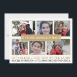 Fotocollage von sechs Fotos FROHE WEIHNACHTEN<br><div class="desc">FLACHE Fotos Collage der Fotocollage von sechs Fotogold und weißes modernes des FROHE WEIHNACHTEN elegantes Weihnachtskardieren die Aufmachung von sechs Familien-Fotos, von Goldrahmen mit weißer Kontur und von Text "FROHE WEIHNACHTEN", der Text "UND ALLES GUTE ZUM NEUEN JAHR! " und Ihre Namen. Diese schicke Feiertagskarte ist eine völlig kundengerechte Schablone....</div>