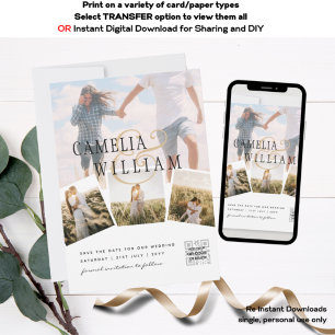 FotoCollage White Print oder Digital Wedding Invi Einladung
