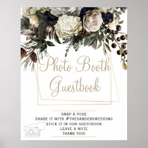 Fotogästebuch Winter Blumen Hochzeits-Schild Poster